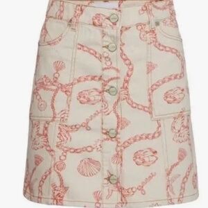 GANNI Cream and Coral Patterned Fabric - European size 38